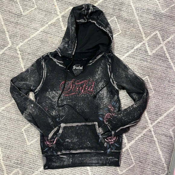 Sinful Tops - SINFUL TIE-DYE V-NECK HOODIE